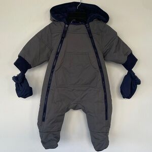 Urban Republic Infant Gray Blue Hooded Pram Snowsuit Jacket 3M 3 Months Gift
